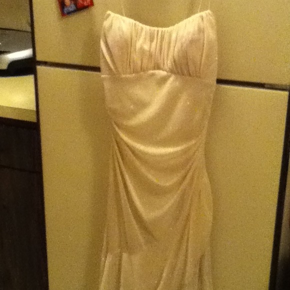 Light tan sparkly prom dress
