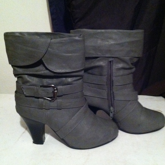 Grey heel boots