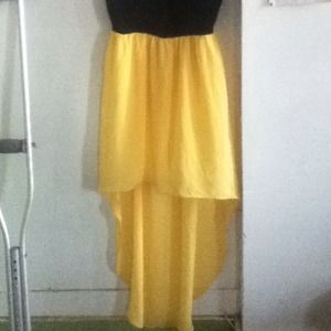 Hi-Low yellow and black dress.