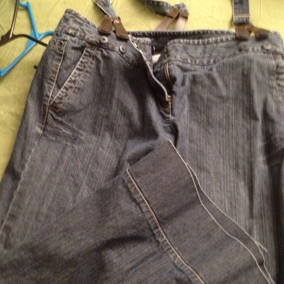 Suspender wide leg jeans