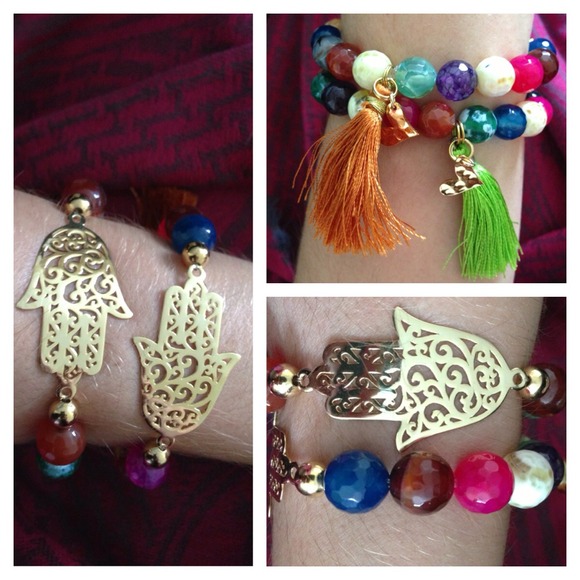 Hamsa Bracelets gold filled and tassel charms