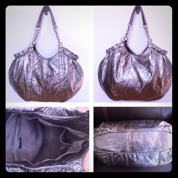 👛<KEEPING>👛BISOU BISOU Shiny Pewter Bag