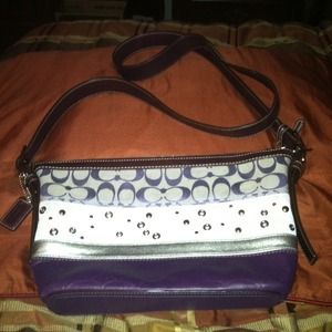 Authentic Coach Piece Striped Duffle Messenger