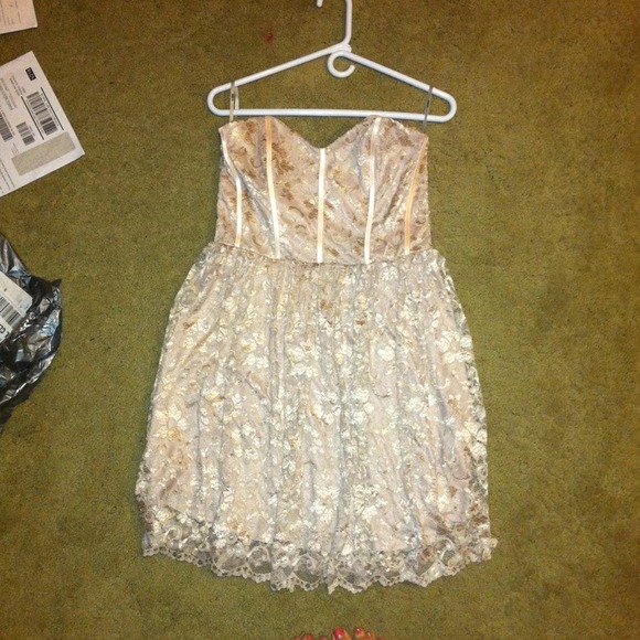 ASOS lace strapless formal prom party dress