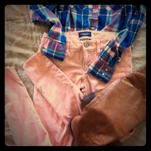 Pink/peach Skinny Cord Jeggings by American Eagle