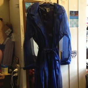 Blue sheer dress suit with belt