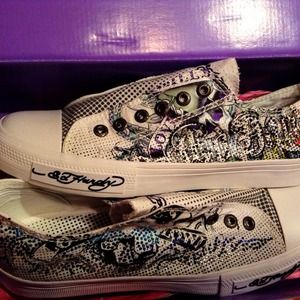 Ed Hardy Rhinestoned Shoes, NEW IN BOX!