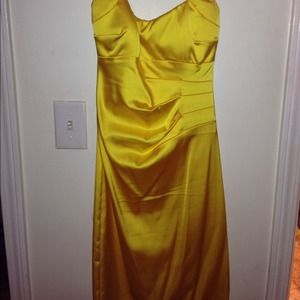 Canary Yellow Satin Dress...