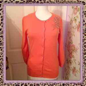 Halogen Orange Embellished Summer Weight Cardigan