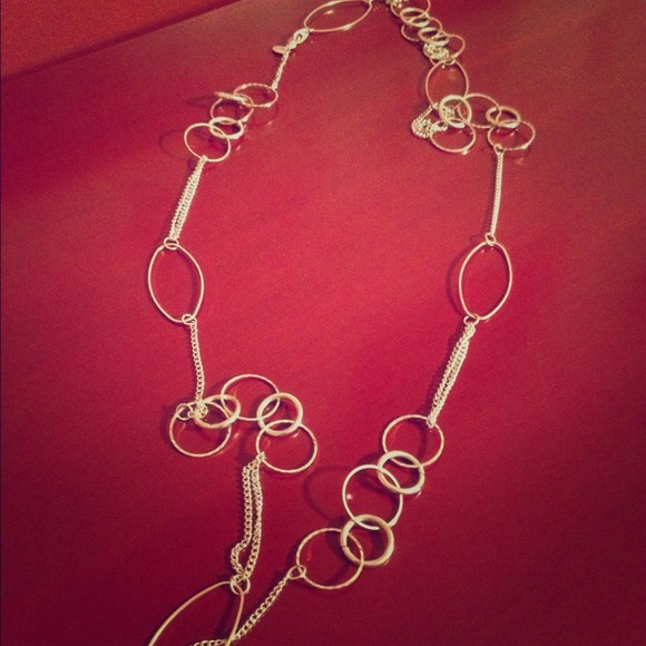 Silver Long Chain Link Necklace