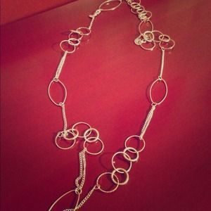 Silver Long Chain Link Necklace