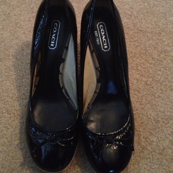 Coach Black Patent Wedges Size 10