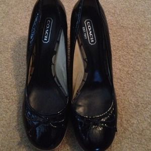Coach Black Patent Wedges Size 10