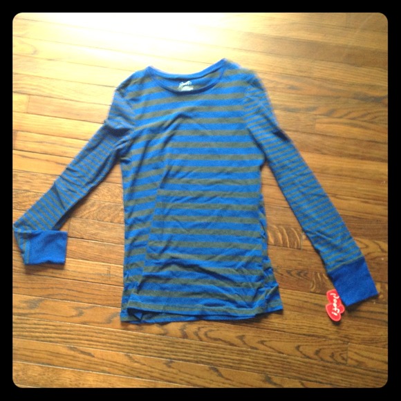 Blue and grey striped top