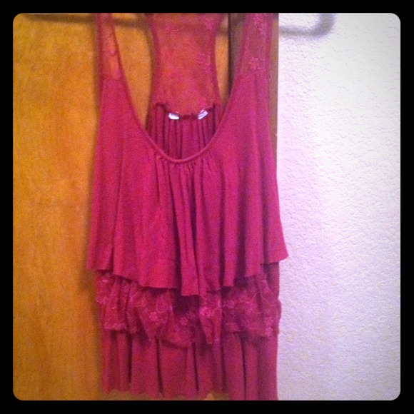 Red ruffle tank top