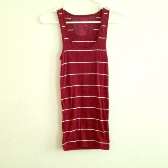 ❌❌Sold Maroon and white striped wife beater tank - Picture 1 of 2