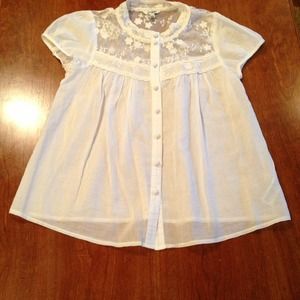 Cute white sheer baby doll top with cute buttons