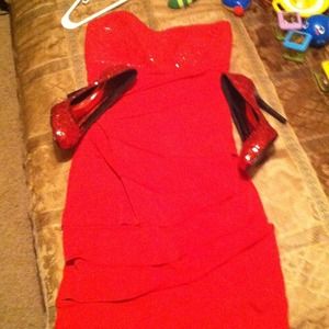 ****Traded***Red sequins dress with matching shoes