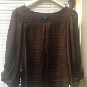 Cynthia Rowley brown silk blouse
