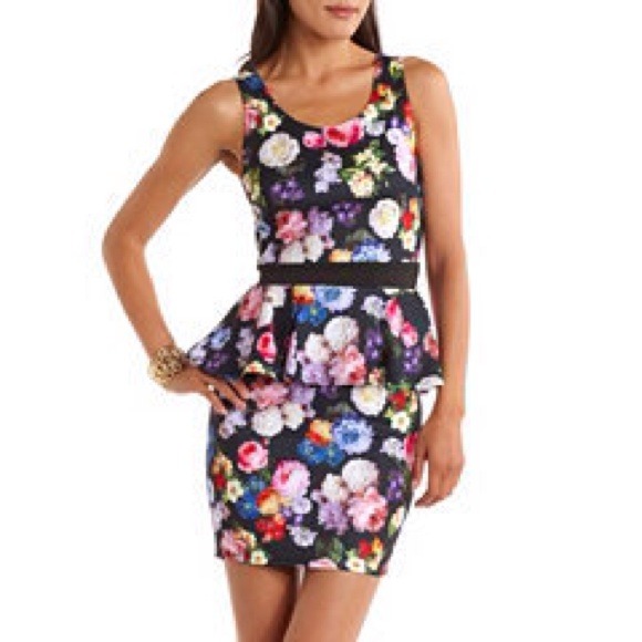 **SOLD**Charlotte Russe Floral Peplum Dress