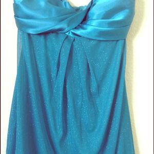 Short Strapless Teal Dress