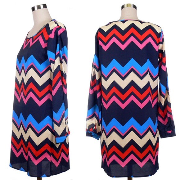 Multi color chevron printed dress - Picture 2 of 2