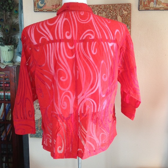 🌹Chicos M/L top, burnout effect, fun summer top. - Picture 2 of 2