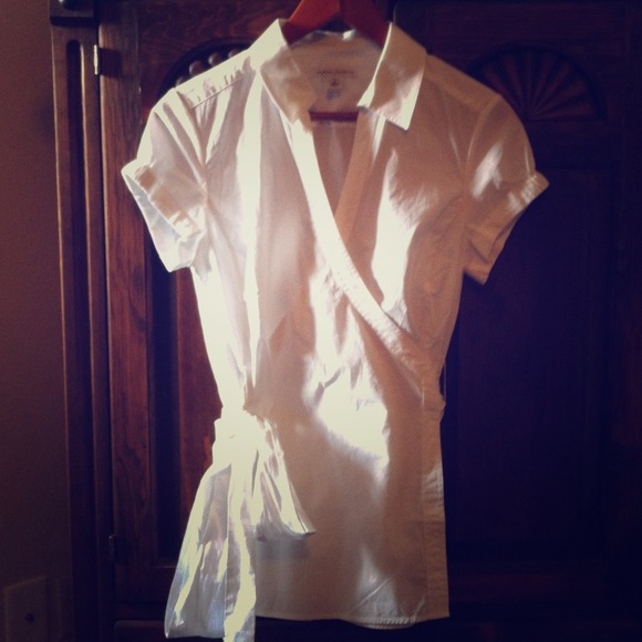 White Bow Wrap Top