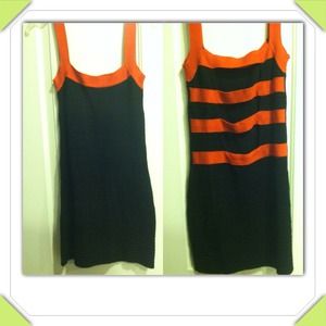 Body con open back dress(black and orange)