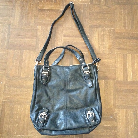 Deena and ozzy black leather bag