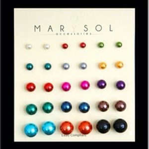 Multi color stud pear earrings