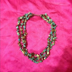 Turquoise, tan & brown small rock necklace