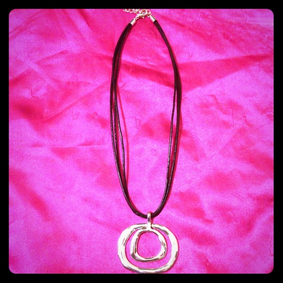 Black necklace w/ silver pendant