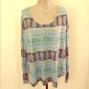 Free People Blue Oversized Cotton L/S Shirt