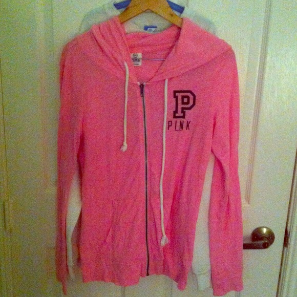 neon pink Victoria's Secret PINK burnout hoodie