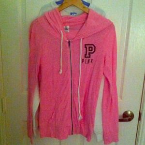 neon pink Victoria's Secret PINK burnout hoodie