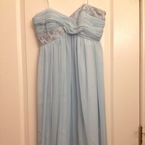 Floor Length Powder Blue Prom Dress