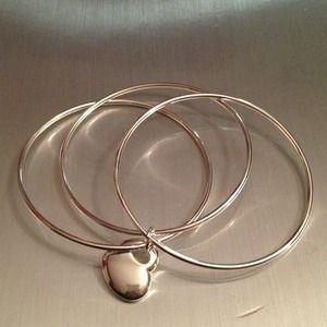Silver Bangle Heart Bracelet
