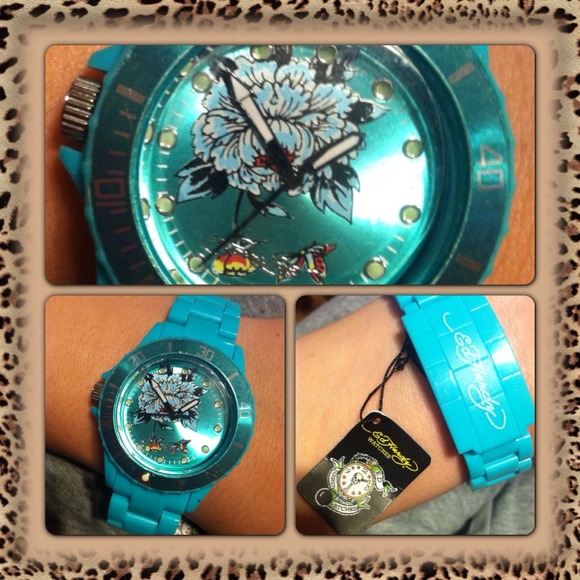 Ed Hardy Teal Blue Watch NWT/Roxy swimsuit bundle