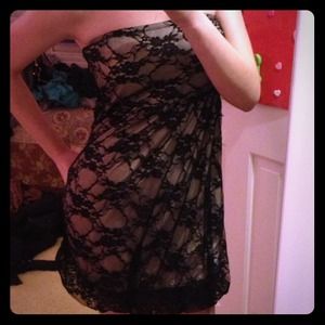 Hot black lace flattering dress- size m/l