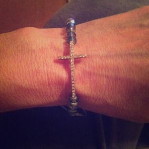 Rhinestone cross bracelet