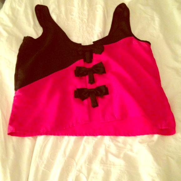 Pink and black tank top