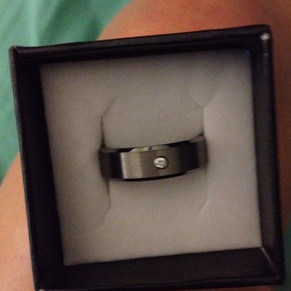 Men's Tungsten Wedding Band with a diamond