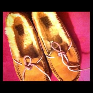 Beige UGG moccasins