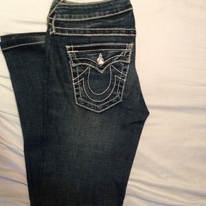 True religion boot cut jeans crystal buttons