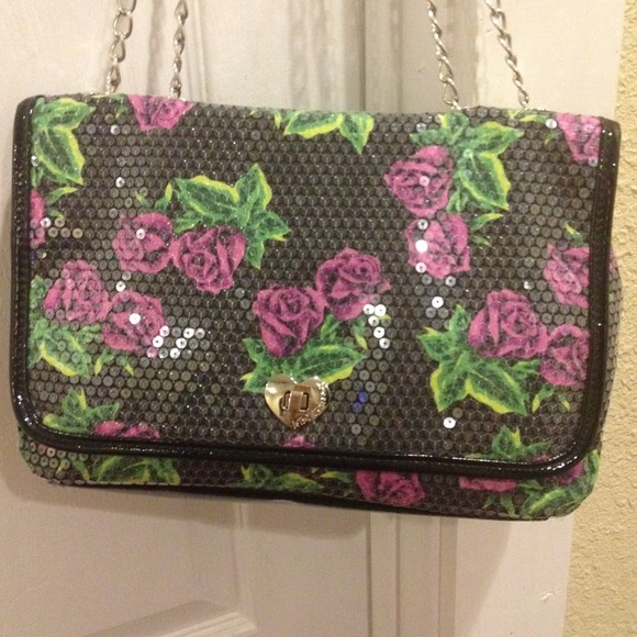 Betsey Johnson sequin rose purse
