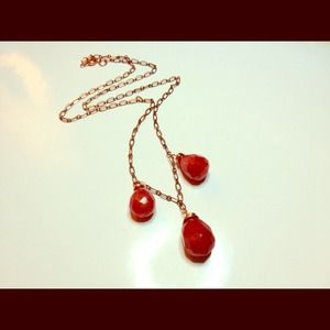 Brand new red Jade gemstone copper necklace