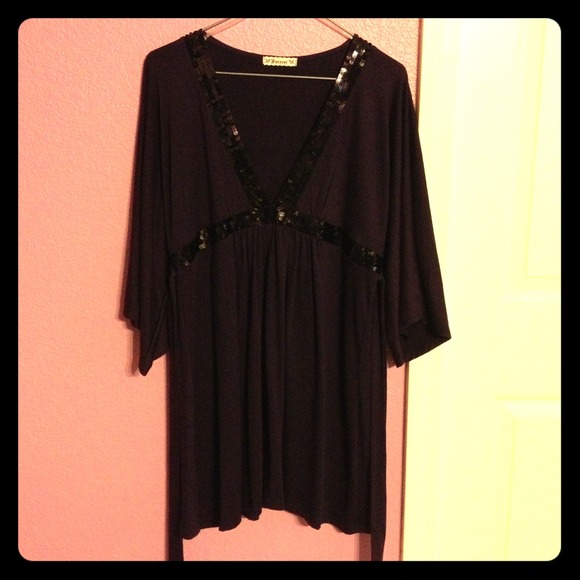 Plum colored, empire top with sequins