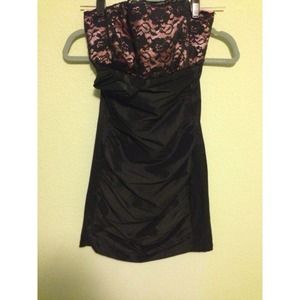 Short Strapless Lace Dress