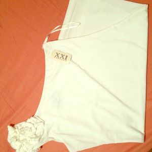 Little White Dress With Ruffle Shoulder